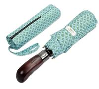 Balios Paraguas plegable con mango de madera auténtica, apertura automática, toldo ventilado, Pimlico Milky Blue