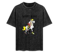 Baliu Lucky Luke Unisex T-Shirt Printed tee Black Mens Top Shirt XL