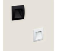 LEDKIA LIGHTING Baliza Exterior LED 4W Empotrable Aluminio Pared Cuadrado Negro Leif 2700K Blanco Cálido
