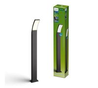 Baliza exterior Philips Splay, 800 lm, 2700 K, PowerShield, IP44 resistente a la intemperie, duradero, aluminio, larga vida útil, LED integrada, gris antracita