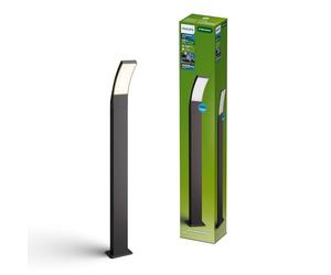 Baliza exterior Philips Splay, 800 lm, 2700 K, PowerShield, IP44 resistente a la intemperie, duradero, aluminio, larga vida útil, LED integrada, gris antracita