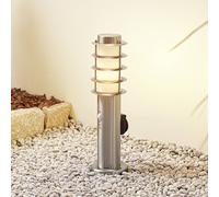 Baliza Lindby Hanja, sensor, acero inoxidable, Ø 11,7 cm