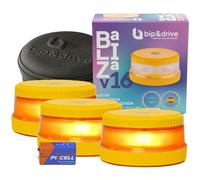 Baliza V16 Homologada DGT con Geolocalización | Luz de Emergencia Coche LED 360° 1km | Conectada DGT 3.0 | Resistente a la Lluvia | Indicador de Batería | Bip&Drive (3 Balizas + 3 Fundas)