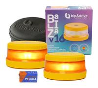 Baliza V16 Homologada DGT con Geolocalización | Luz de Emergencia Coche LED 360° 1km | Conectada DGT 3.0 | Resistente a la Lluvia | Indicador de Batería | Bip&Drive (2 Balizas + 2 Fundas)