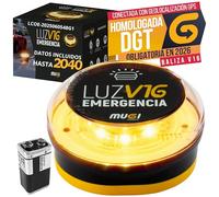 Baliza V16 Homologada DGT con Geolocalizador Datos Hasta 2040 Luz Emergencia Coche Conectada Geolocalización Sim 3.0 Sustituye Triangulos Valisa Geolocalizada Pila 9V Base Imantada Obligatorio 2026