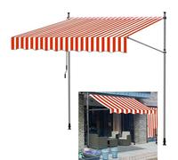 Balkon Markise 250 x 120 cm - Markise ohne Bohren Handkurbel Höhenverstellbar - Sonnenschutz Regenschutz & Sichtschutz für Terrasse & Balkon (Rot-Weiß)