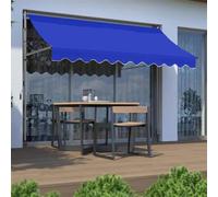 Balkon Markise ohne Bohren, mit Handkurbel, UV-beständig & höhenverstellbar, Sonnenschutz wasserdicht, 300 cm, Blau - Perfekt für Balkon & Terrasse