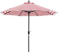 Balkonblende Gartensonnenschirm, neigbar, gestreift, für den Außenbereich, 2,74 m, 2,14 m, für den Markt, Terrasse, mit Kurbel und 8 Streben, Aluminium, UV-Schutz, Schatten für Pooldeck