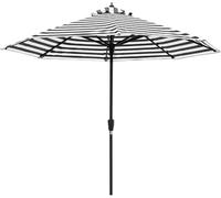 Balkonblende Gartensonnenschirm, neigbar, gestreift, für den Außenbereich, 2,74 m, 2,14 m, für den Markt, Terrasse, mit Kurbel und 8 Streben, Aluminium, UV-Schutz, Schatten für Pooldeck