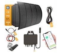 Balkonkraftwerk 800W_RC MI2S-800D + 4 módulos solares Flexibles de 200 W + Cable de alimentación de 5 m CA + Cable de extensión MC4 de 1,2 m/2 m x 2 CC + Banda de Acero Inoxidable