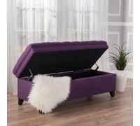 Ball & Cast Banco de almacenamiento tapizado con botones de 50 pulgadas, taburete otomano acolchado con bisagras de seguridad, almacenamiento espacioso y patas de madera, bancos más largos y anchos