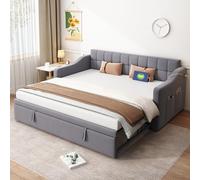 Ball & Cast Cama tapizada (90 x 190 cm) con Bordes Protectores Suaves, Cama Nido con Enchufe y Bolsa de Almacenamiento, Color Gris