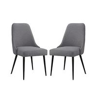 Ball & Cast Juego de 2 sillas de Cocina tapizadas, Modernas sillas de Comedor, Cómoda Silla Lateral Acolchada con Patas de Metal, Gris