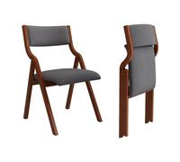 Ball & Cast Juego de 2 sillas de comedor plegables tapizadas, sillas plegables de madera, silla de oficina portátil para cocina y actividades al aire libre, fácil de transportar y almacenar,