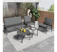 Ball & Cast Muebles de balcón de 5 Piezas, Juego de Muebles de jardín con 2 mesas de café, Muebles de salón para Exteriores con mesas y sofás Cojines (extraíble y Lavable), Color Gris