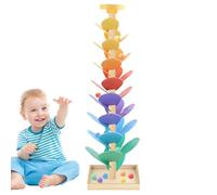 Ball Drop Toy, Leaves Bocce Tree Baby Ball Track, Wooden Early Education Color Cognition Toy, STEM Music Integration Learning Playtime for 3-7 Years, Toddler Bedroom, School, Daycare, Nursery, 22x73cm