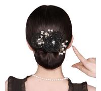 Ball Hair Clip, Flower Hair Bun Clip, Lazy Hair Curler Deft Bun, Elegant floral Ball Hairpin, Fashion Hair Accessories for Women Girls, Bun Clips for Thick/Thin Hair (Black)