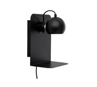 Ball Lámpara de Pared con USB Negro Mate