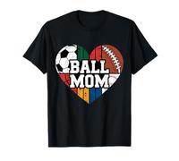 Ball Mom Heart Sports Soccer Football Baseball Pride Camiseta