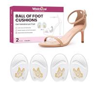 Ball of Foot Cushion Metatarsal Pads - Welnove Non Slip Gel Heel Pads - Heel Cushions to Prevent Toe Sliding, All Day Comfort Shoe Insert for High Shoes, Sandals, Wedding, Party (Clear,2 Pairs)