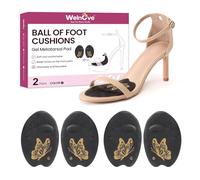 Ball of Foot Cushion Metatarsal Pads - Welnove Non Slip Gel Heel Pads - Heel Cushions to Prevent Toe Sliding, All Day Comfort Shoe Insert for High Shoes, Sandals, Wedding, Party (Black,2 Pairs)
