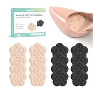 Ball of Foot Cushions for Women - Welnove 8 Pairs Floral Design Metatarsal Pads for Pain Relief High Heels Insert Comfort Non Slip Forefoot Cushion for Pumps, Flats, Boots, Stilettos (Black + Beige)