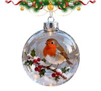 Ball Ornament - Crystal Glass, 2.36x2.36x2.76in Winter Holiday Decoration Sparkling and Elegant | Decorative Hanging Ornament, Birds Design Christmas Ball For Tree, Fireplace, Wall, Railing