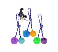 Ball with rope, dog ball, sturdy and durable rubber ball on a rope for retrieving, catching, throwing and tug-of-war
