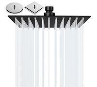 BalladHome Cabezal de Ducha Lluvia 10 Pulgadas Alcachofa de la Ducha lcachofa lluvia Cuadrado Ultra-Delgado Rociador Ducha de Acero Inoxidable 304 (25x25cm, Negro Mate)-F