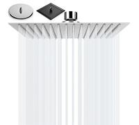 BalladHome Cabezal de Ducha Lluvia 10 Pulgadas Alcachofa de la Ducha lcachofa lluvia Cuadrado Ultra-Delgado Rociador Ducha de Acero Inoxidable 304 (25x25cm, Plata)-F