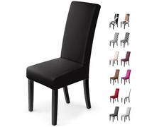 BalladHome Fundas para sillas Pack de 4 Fundas sillas Comedor Fundas elásticas, Cubiertas para sillas,bielástico Extraíble Funda, Muy fácil de Limpiar, Duradera (Paquete de 4, Negro)
