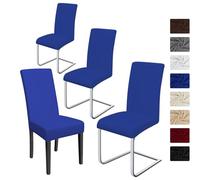 BalladHome Fundas para sillas Pack de 4 Fundas sillas Comedor Fundas elásticas, Cubiertas para sillas,bielástico Extraíble Funda, Muy fácil de Limpiar, Duradera (Paquete de 4, Azul Real)