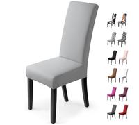BalladHome Fundas para sillas Pack de 6 Fundas sillas Comedor Fundas elásticas, Cubiertas para sillas,bielástico Extraíble Funda, Muy fácil de Limpiar, Duradera (Paquete de 6, Gris-Plateado)