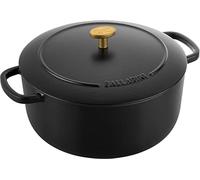 BALLARINI Bellamonte Cocotte, rustidera, olla de cocción hierro colado esmaltado, redonda, 24 cm, 4 l, negro