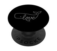 Ballena Amor Línea Arte Océano Animal Vida Marina Ballena Amante PopSockets PopGrip Adhesivo