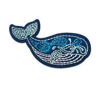 Ballena animales - Parches termoadhesivos bordados aplique para ropa, tamaño: 7 x 3,5 cm