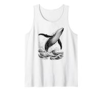 Ballena Azul Rompiendo Olas Océano Bosquejo Estética Vida Marina Camiseta sin Mangas