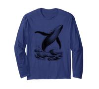 Ballena Azul Rompiendo Olas Océano Bosquejo Estética Vida Marina Manga Larga