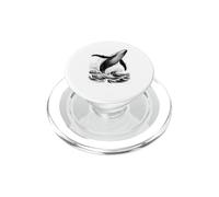 Ballena Azul Rompiendo Olas Océano Bosquejo Estética Vida Marina PopSockets PopGrip para MagSafe