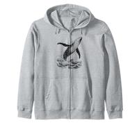 Ballena Azul Rompiendo Olas Océano Bosquejo Estética Vida Marina Sudadera con Capucha