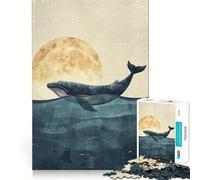 Ballena bajo la Luna Rompecabezas para Adultos de 1000 Piezas Juego Mental Divertido con tecnología Avanzada de Corte láser desafío entretenido para el Tiempo de Espera (38x52cm)