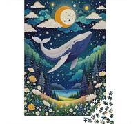Ballena Blanca Volando en el Cielo Puzzle 1000 Piezas Impresión De Alta Definición, Puzzle De Madera, para Adultos Y Niños 14+, Rompecabezas Juego Desafiante, Pasatiempo Creativo 1000pcs (75x50cm)