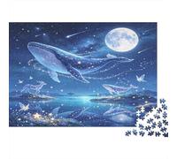 Ballena Cielo Nocturno Puzzle de 1000 Piezas Papel para Adultos Escena Oceánica Noche Estrellas Relajante Decoración Regalo 52x38cm/1000pcs
