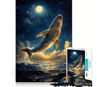 Ballena en el Cielo Nocturno Rompecabezas de 1000 Piezas Juguete Creativo para desarrollar la Habilidad Cierre Seguro sin Piezas Sueltas Actividad para Fortalecer los Lazos Familiares (38x26cm)