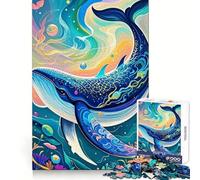 Ballena en un Colorido océano Abstracto Rompecabezas para Adolescentes 1000 Piezas Mejora la Memoria Entretenimiento Casual Corte de Calidad Regalo de cumpleaños (38x52cm)