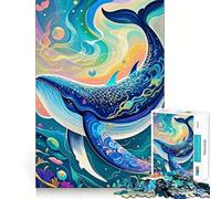 Ballena en un Colorido océano Abstracto Rompecabezas para Adultos de 1000 Piezas Juego de lógica Corte de precisión Bordes Suaves reuniones Familiares (50x75cm)