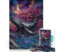 Ballena en un Paisaje Celestial de ensueño Rompecabezas de 1000 Piezas para Adultos Juego de Habilidad Mental Corte láser para un Ajuste Actividad gratificante para días lluviosos (38x26cm)