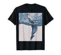 Ballena Gigante Azul Superficies Bajo Un Velero Y Cielo Nublado Camiseta