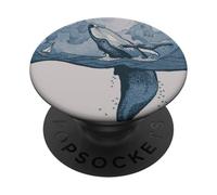 Ballena Gigante Azul Superficies Bajo Un Velero Y Cielo Nublado PopSockets PopGrip Adhesivo