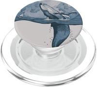 Ballena Gigante Azul Superficies Bajo Un Velero Y Cielo Nublado PopSockets PopGrip para MagSafe
